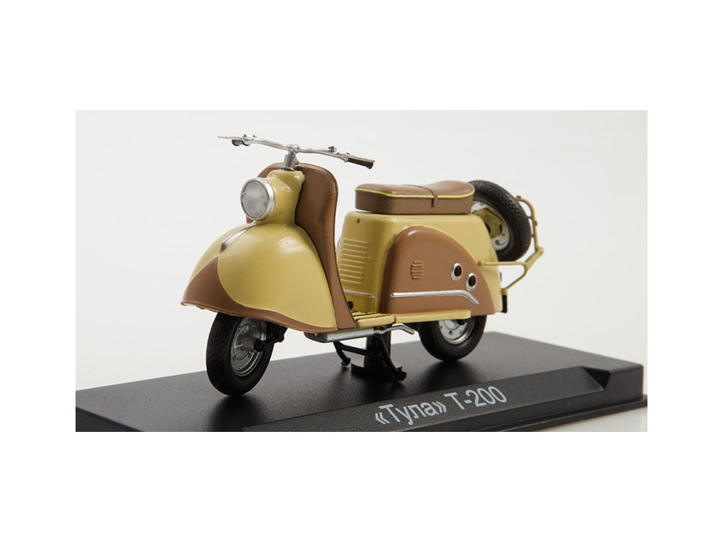 TULA Skútr T-200 1:24 - MODIMIO Collections Naše Motocykly časopis s modelem #27 T 200 Tula motorka - model motorky