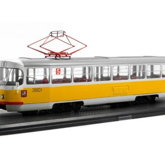 Tatra T3SU tramvaj žlutá 1:43 - SSM Tatra T-3 SU tramvaj 1:43 - kovový model