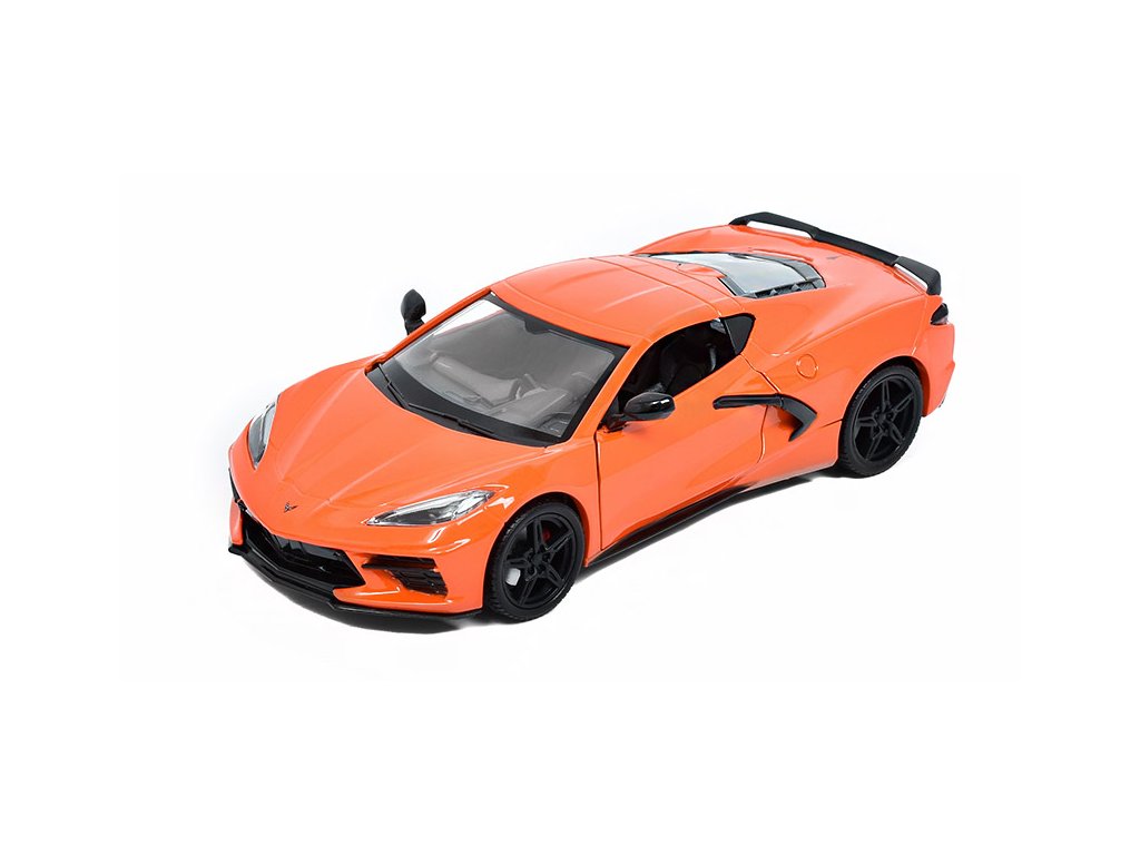 Chevrolet Corvette C8 Stingray 2020 oranžová 1:24 - MOTORMAX Chevrolet Corvette C8 Stingray 2020 - kovový model auta