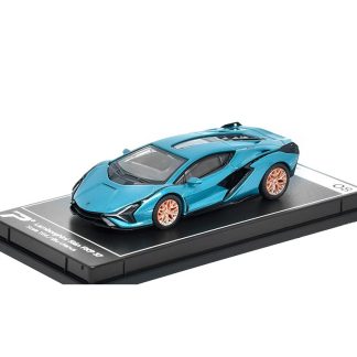 Lamborghini Sian FKP 37 modrá metalíza 1:64 - PosterCars Lamborghini Sian Hypercar League Collection - kovový model auta