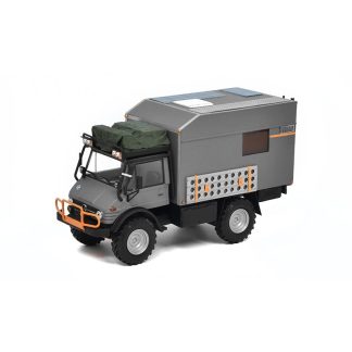 Mercedes-Benz Unimog Karavan 1:43 šedá - Ručně upravený model Mercedes Unimog Expedice Camper - kovový model auta