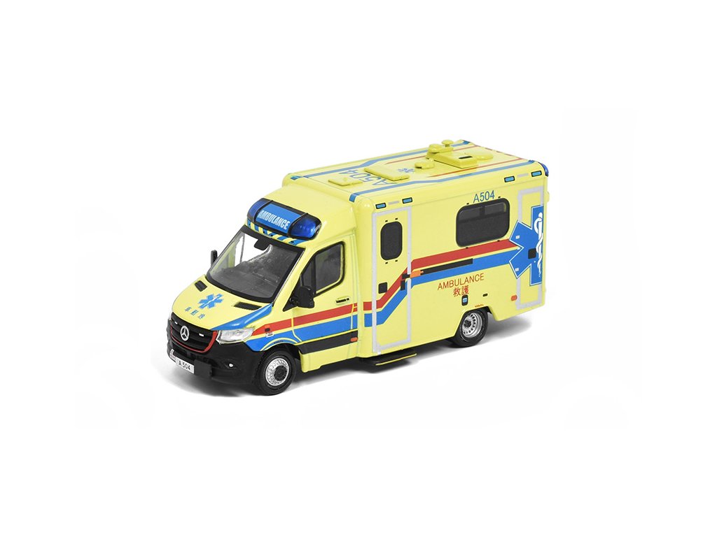 Mercedes-Benz Sprinter Hongkongská Ambulance A504 1:64 - Era Car Mercedes Sprinter Honk Kong Ambulance A 504 - kovový model auta 1/64