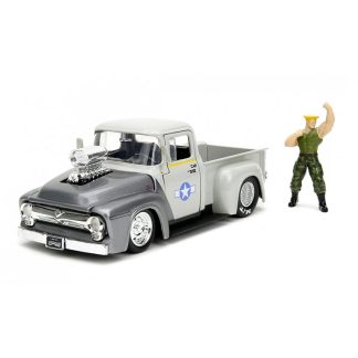 Ford F-100 1956 s figurkou Guile Street Fighter 1:24 - Jada Toys Ford F 100 1956 + Guile Street Fighter 1/24