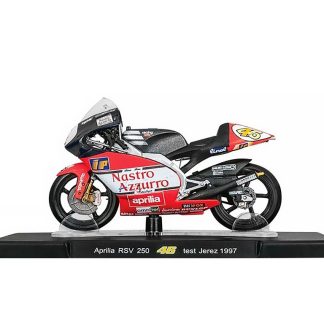 Aprilia RSV 250 #46 Test Jerez 1997 1:18 - Leo Models časopis s modelem Aprilia RSV250 N46 Test Jerez Nastro Azzuro - sběratelský model