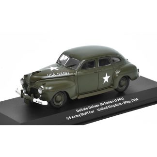 Desoto Deluxe 4D Sedan 1941 1:43 - časopis Samochody Wojskowe s modelem #47 Desoto Deluxe 4D Sedan 1941 US Army Staff Car May 1944 - kovový model auta