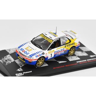 Subaru Impreza Rally Poland 1997 1:43 - Rallye automobily časopis s modelem #35 Subaru Impreza Rallye Polsko 1997 Hotowczyc / Wistawski - kovový model auta