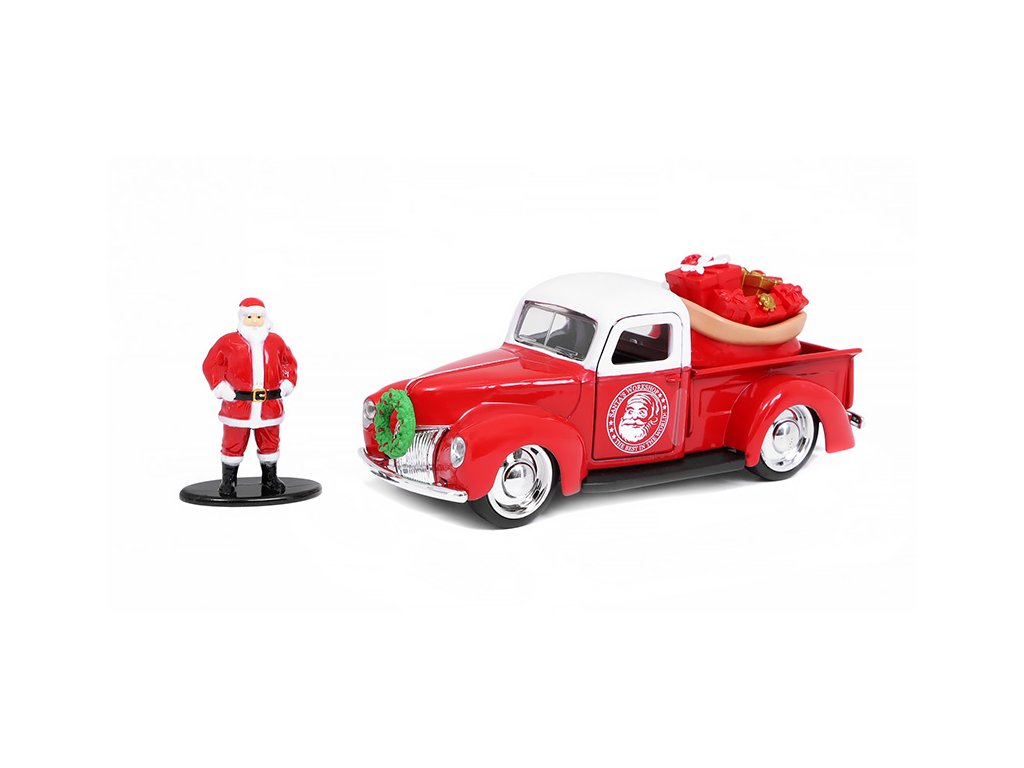 Ford Pick-up 1941 s figurkou Santa Claus 1:32 - Jada Toys Ford Pick Up 1941 + figurka Santa Claus 1/32 - kovové modely