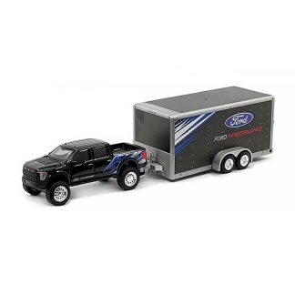 Ford F-150 SVT Raptor + přívěs Ford Perfomance 1:64 - Maisto Ford F 150 SVT Raptor + Car Trailer - kovový model 1/64