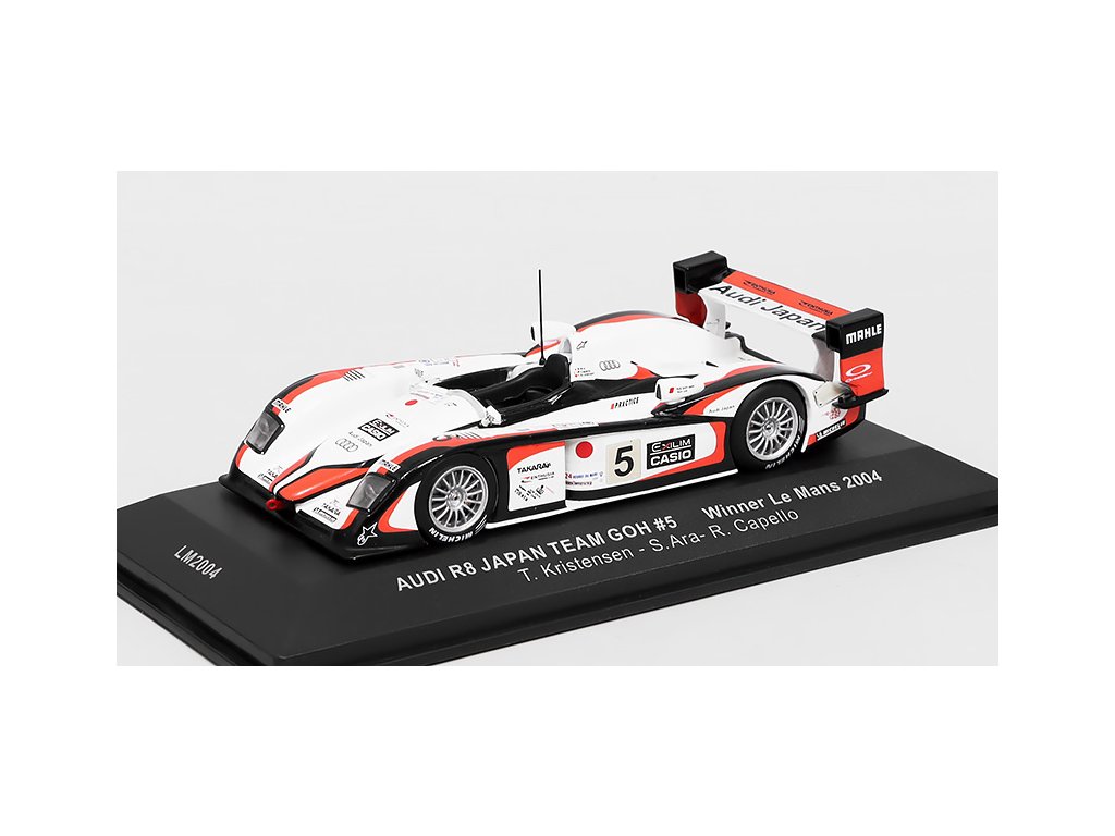 Audi R8 Japan Team GOH #5 Winner Le Mans 2004 1:43 - IXO Models BAZAROVÉ ZBOŽÍ Audi R8 Japan Team GOH N5 Winner 24h Le Mans 2012 Kristensen / Ara / Capello - kovový model