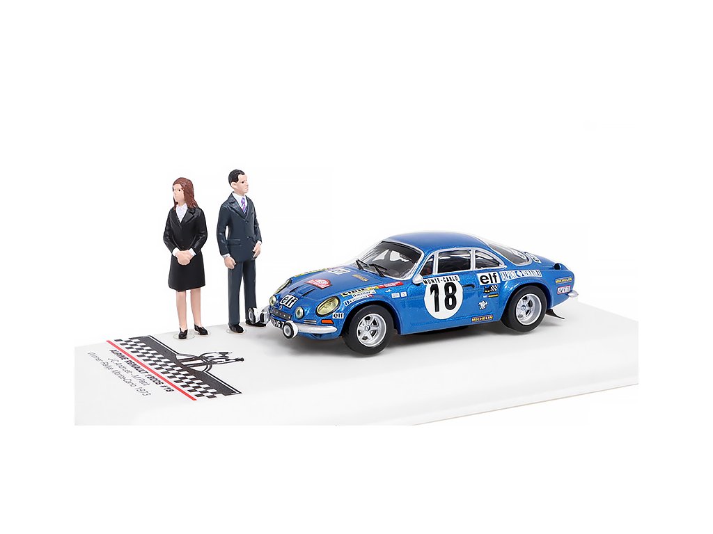 Alpine Renault 1800S #18 Rallye Monte Carlo 1973 s figurkami 1:43 - IXO Models Alpine Renault 1800S N18 Winner Rallye Monte-Carlo 1973 + figurki J-C. Andruet / M. Petit - kovový model auta