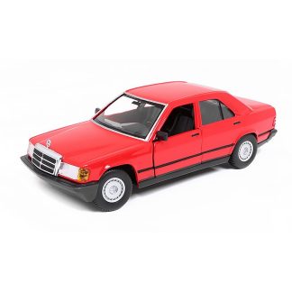 Mercedes-Benz 190 E 2.6 1984 červený 1:24 - Bburago Mercedes 190E 1984 - kovový model auta