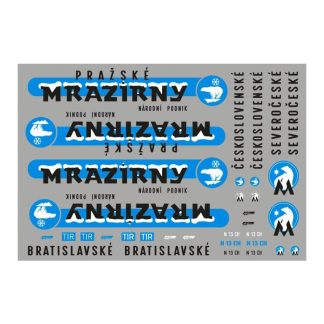 Obtisky na modely 1/43 - Mrazírny Dekály - obtisky na modely 1:43 - Mrazírny (Československé, Pražské, Bratislavské), Národní Podnik, Frigece, TIR