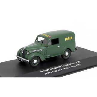 Renault Juvaquatre Kombi 1938 1:43 - časopis Samochody Wojskowe s modelem #56 Renault Juvaquatre Fourgonette 1938 francouzská armáda France May 1940 Postes - kovový model auta