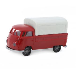Volkswagen T1b 1960 červený s plachtou 1:87 - Brekina VW T1b 1960 s plachtou - kovový model auta 1/87
