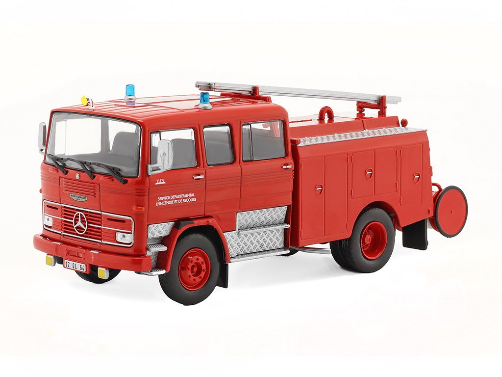 Mercedes-Benz LP 1113 FPT Hasiči 1973 1:43 - časopis s modem Mercedes LP1113 FPT autopompa - kovový model auta