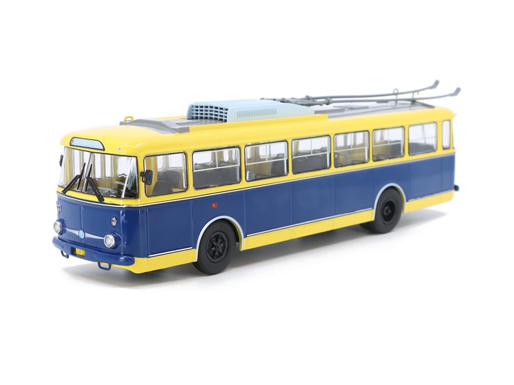 Škoda 9TR trolejbus modrá / žlutá 1:43 - Avtoistoria Skoda 9 TR - kovový model