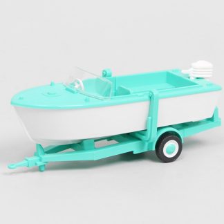 Přívěs s motorovým člunem 1:87 - Wiking Přívěs s lodí - sběratelský model 1/87