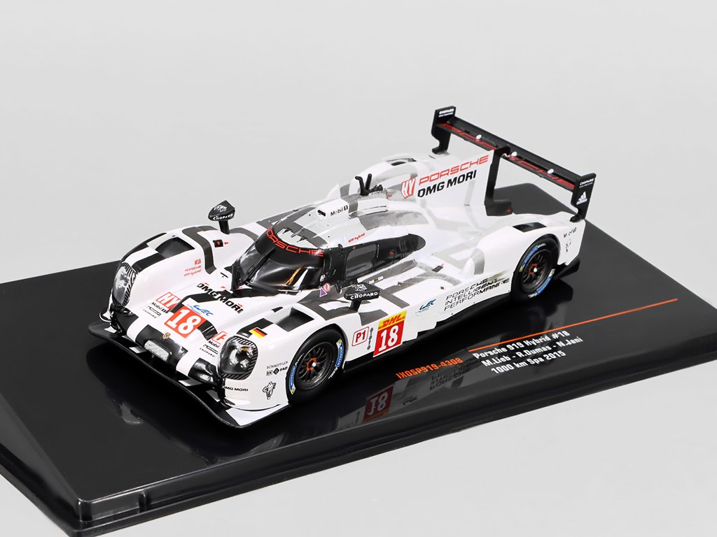 Porsche 919 Hybrid #18 1000 km SPA 2015 M. Lieb / R. Dumas / N. Jani 1:43 - IXO Models Porsche 919 Hybrid no.18 1000km SPA 2015 M.Lieb/R.Dumas/N.Jani - kovový model