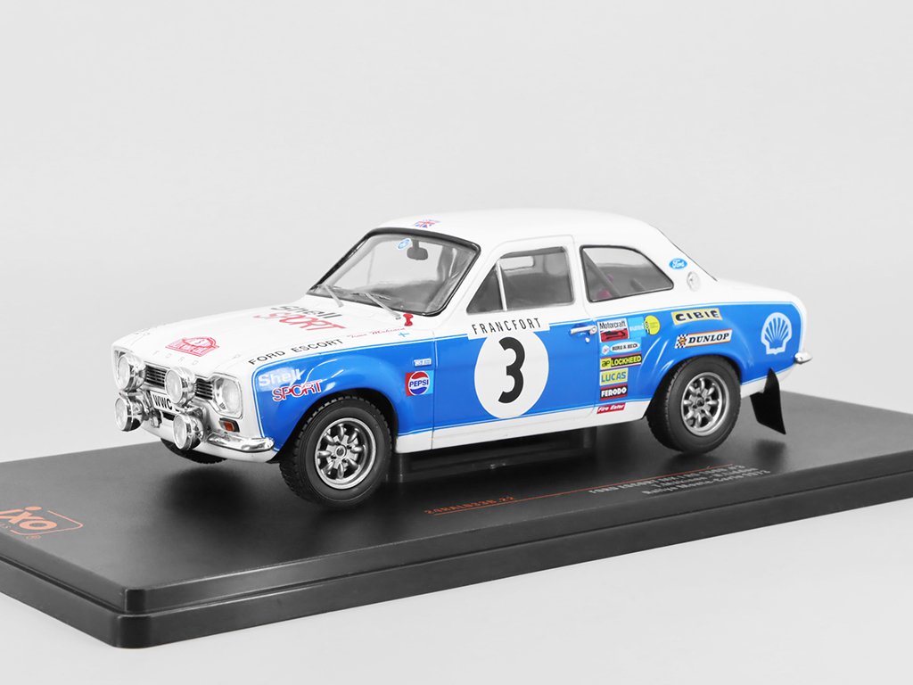 Ford Escort MKI RS 1600 #3 Rallye Monte Carlo T. Maekinen / H. Liddon 1973 1:24 - IXO Models Ford Escort MKI R S 1600 No. 3 Rallye Monte-Carlo - kovový model auta