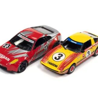 Nissan 350Z #23 2006 + Mazda RX-7 #3 1981 1:64 - Johnny Lightning Sada: Nissan 350 Z No.23 2006 + Mazda RX7 No. 3 1981 - sběratelský model auta