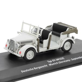 Typ G5 (W152) Deutsche Bergwacht Munich 1940 1:43 - časopis Samochody Wojskowe s modelem #73 Mercedes-Benz W152 Německá Horská Služba Mnichov 1940 1:43 1:43 - časopis Samochody Wojskowe s modelem #72 - kovový model auta