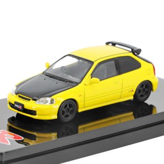 Honda Civic Type R (EK9) 1997 žlutá 1:64 - Hobby Japan Honda Civic Type R (EK9) 1997 - kovový model auta