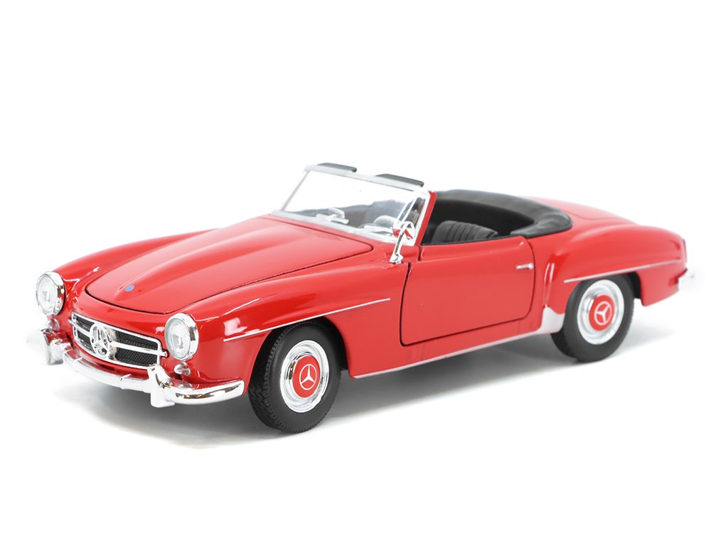Mercedes-Benz 190 SL 1955 open červená 1:24 - Welly Mercedes Benz 190SL 1955 - kovoý model auta