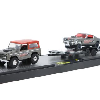 Ford Bronco 1966 + přives + Ford Mustang Gasser 1966 1:64 - M2 Machines Ford Bronco + přives + Ford Mustang Gasser - kovový model auta