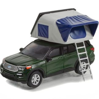 Ford Explorer Limited 2022 se střešním stanem 1:64 - GreenLight Ford Explorer Limited 2022 + Rooftop Tent - kovový model 1/64