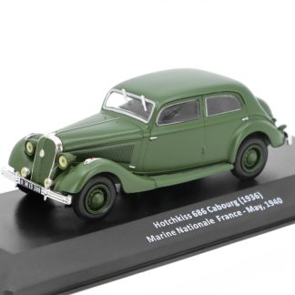 Hotchkiss 686 Cabourg 1936 Marine Nationale France 1940 1:43 - časopis Vojenské automobily s modelem #3 Hotchkiss 686 Cabourg 1936 - kovový model auta