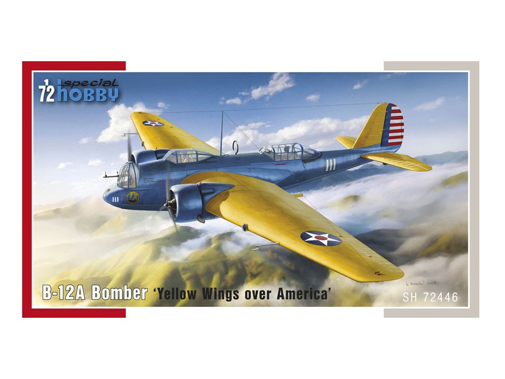 B-12A Bomber Yellow Wings over America 1:72 - Special Hobby B-12A Bomber Žlutá Křídla nad Amerikou - stavebnice Special Hobby 1/72