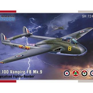 DH.100 Vampire FB.Mk.9 Tropicalised Fighter-Bomber 1:72 - Special Hobby DH-100 Vampire FBMk9 Tropický Stíhací Bombardér - stavebnice Special Hobby 1/72