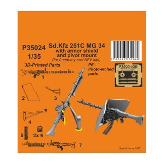 Sd.Kfz 251C MG 34 with Armor Shield and Pivot Mount 1:35 - Special Hobby Sd.Kfz 251 C MG-34 s Pancéřovým Štítem a Otočným Držákem - stavebnice Special Hobby 1/35