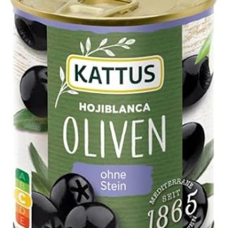 Kattus - Black Hojiblanca Olives without Stone | Ideal for Pizza, Pasta or Salads | 85 g in a Tin