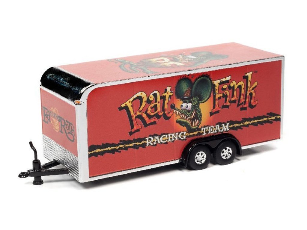 Přívěs Rat Fink červený 1:64 - Auto World Trailer Rat Fink - model 1/64