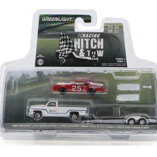 Chevrolet C30 Custom Deluxe + Chevrolet Monte Carlo SS #25 Folgers Coffee 1986 1:64 - GreenLight Chevrolet C30 with Chevrolet Monte Carlo SS No.25 - kovový model auta 1/64