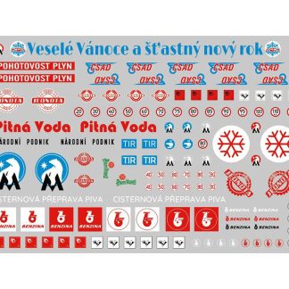 Obtisky na modely 1/43 Dekály 1:43 - Benzina, Pohotovost Plyn, Jednota, ČSAD, Pitná voda, Národní podnik, Mrazírny