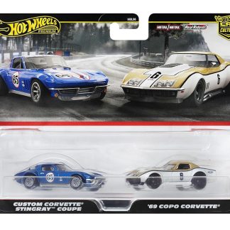 Sada: Custom Corvette Stingray Coupe #65 + 1969 Copo Corvette #6 1:64 - Hot Wheels Set: Custom Corvette Stingray Coupe No. 65 and 1969 Copo Corvette No. 6 - modely aut 1/64