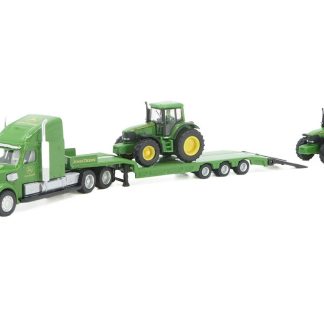 Tahač s podvalníkem a traktory John Deere 1:87 - SIKU Farmer low loader with John Deere tractors - kovovy modely aut 1/87
