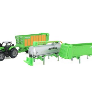 Deutz traktor se sadou přívěsů Joskin 1:87 - SIKU Deutz-Fahr with Joskin Trailer - kovové model auta 1/87