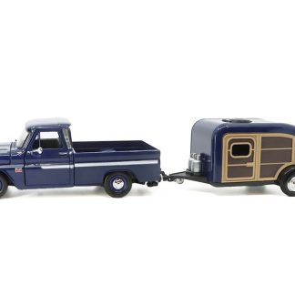 Chevrolet C10 Fleetside Pick Up s přívěsem domu 1966 1:24 - MOTORMAX Chevrolet C-10 Fleetside PickUp with House Trailer - kovový model auta 1/24