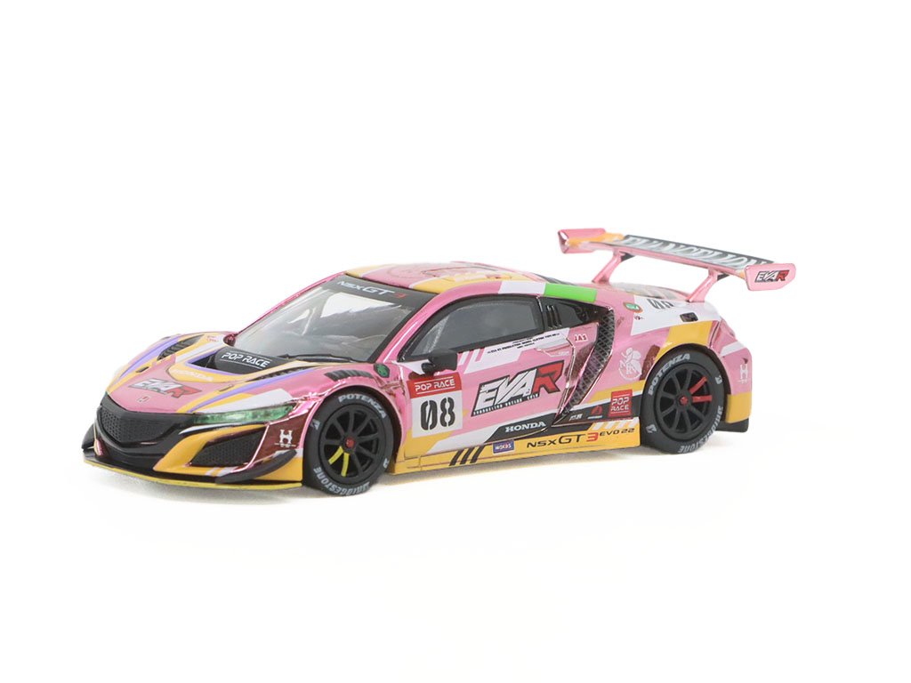 Honda NSX GT3 #08 Evo22 Eva RT Custom 1:64 - POP RACE Honda NSX GT3 No. 08 - kovový model auta 1/64