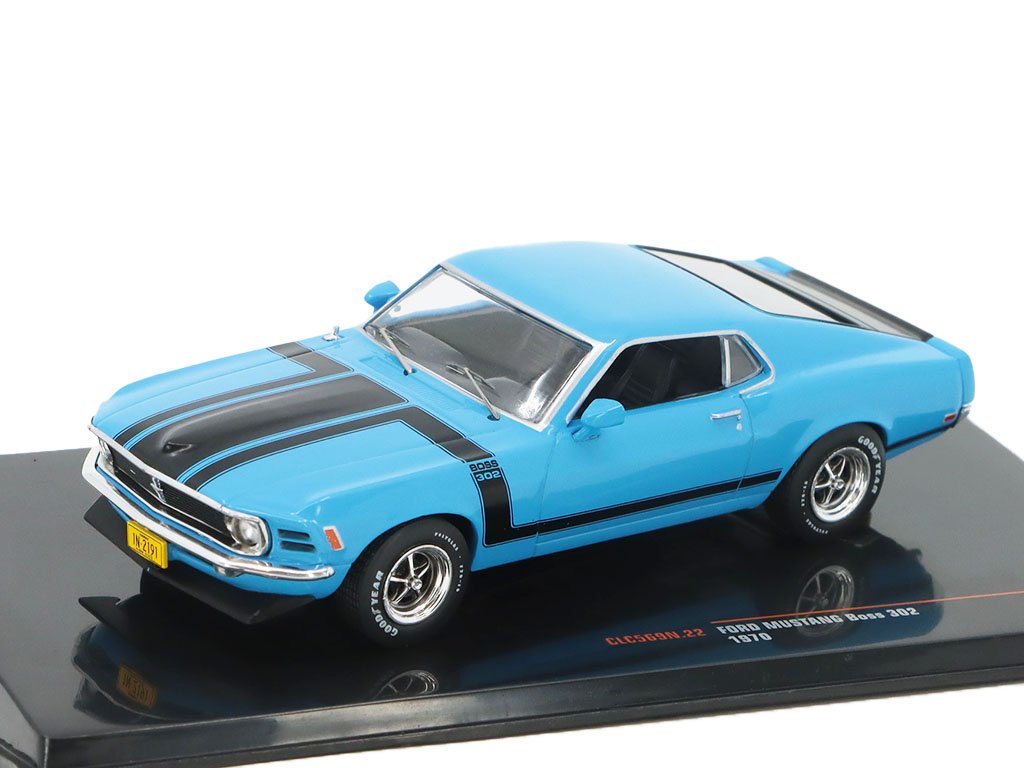 Ford Mustang Boss 302 1970 modrá 1:43 - IXO Models Ford Mustang Boss 302 1970 - kovový model auta