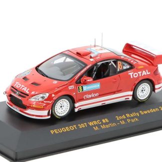 Peugeot 307 WRC #8 2nd Rally Sweden 2005 M. Martin / M. Park 1:43 - IXO Models Peugeot 307 WRC No.8 2nd Rally Sweden 2005 - kovový model auta