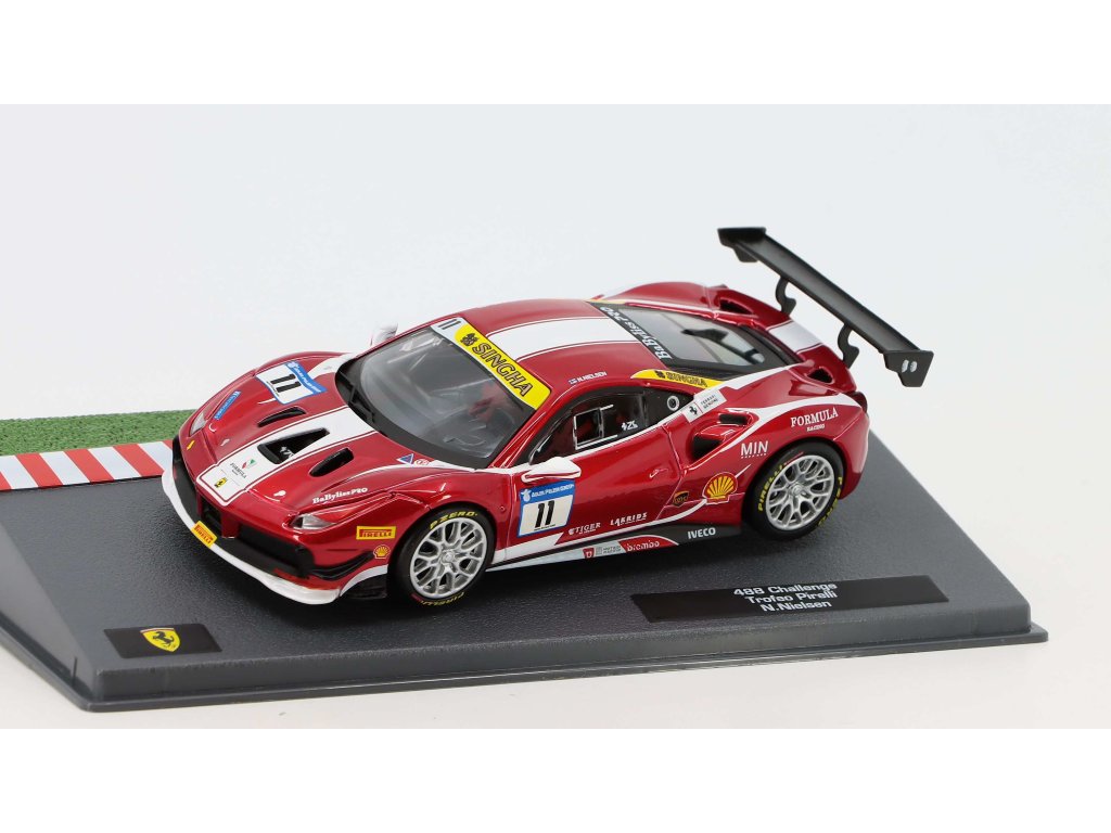 Ferrari 488 GTB N11 Challenge Trofeo 1:43 - časopis s modelem Ferrari 488 GTB N11 - kovový model auta 1/43