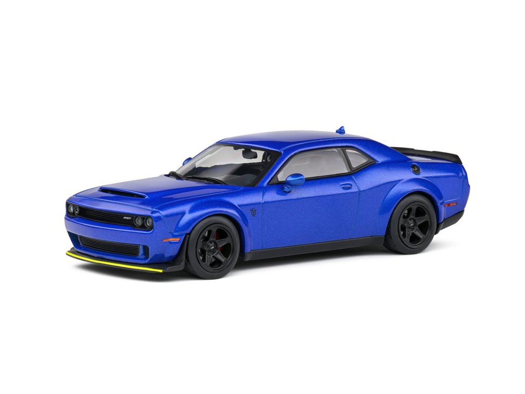 Dodge Challenger 2018 SRT Demon V8 modrý 1:43 - Solido Dodge Challenger SRT Demon V8 6.2L 2018 - kovový model