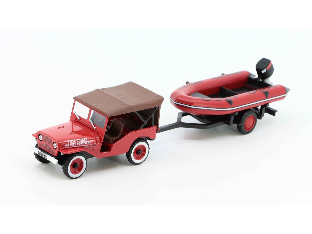 Jeep Prime a loď Zodiac 1:43 - Hachette časopis s modelem Jeep Prime + loď Zodiac - model auta