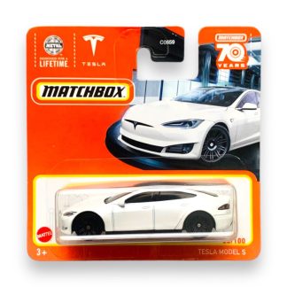 Tesla Model S bílá 1:64 - MATCHBOX Tesla Model S - model auta 1/64