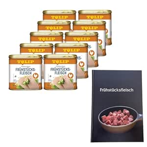 TULIP 10 x Chicken Breakfast Meat 340 g + Cookbook | Poultry Breakfast Meat in a Tin and a Matching Hardcover Cookbook with 57 Recipes | 80% Chicken Meat