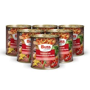 Buss Rustic Dishes - Hungarian Style Pasta Pot with Peppers and Pork - Long Lasting Ready Meals for Quick Warming up in Microwave & Pot - 6 x 800 g